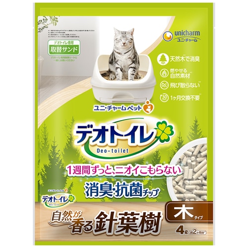 【得ダ値ＧＯＧＯ】デオトイレ　針葉樹の消臭・抗菌チップ　【4L】(ユニ・チャーム)　「(×)店舗取置不可」