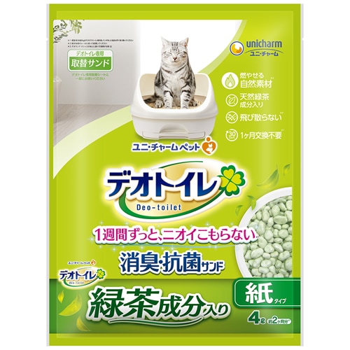 【得ダ値ＧＯＧＯ】デオトイレ　緑茶成分入り消臭・抗菌サンド　【4L】(ユニ・チャーム)　「(×)店舗取置不可」