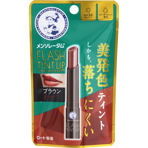 【得ダ値ＧＯＧＯ】メンソレータム　フラッシュティントリップ　ブラウン　【2g】(ロート製薬)