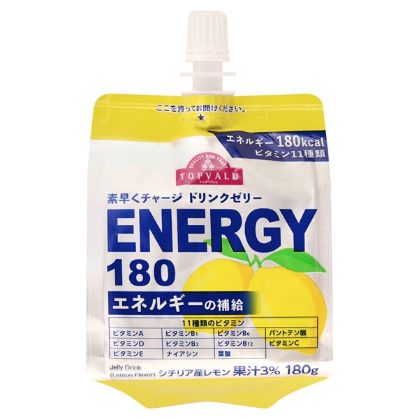 トップバリュ　素早くチャージドリンクゼリー エナジー180 シチリアレモン　【180g×24個】(TOPVALU)　「(×)店舗取置不可」