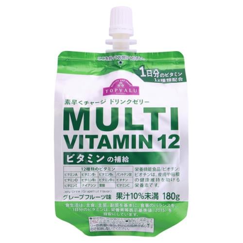 トップバリュ　素早くチャージドリンクゼリー マルチビタミン12 グレープフルーツ味　【180g×24個】(TOPVALU)　