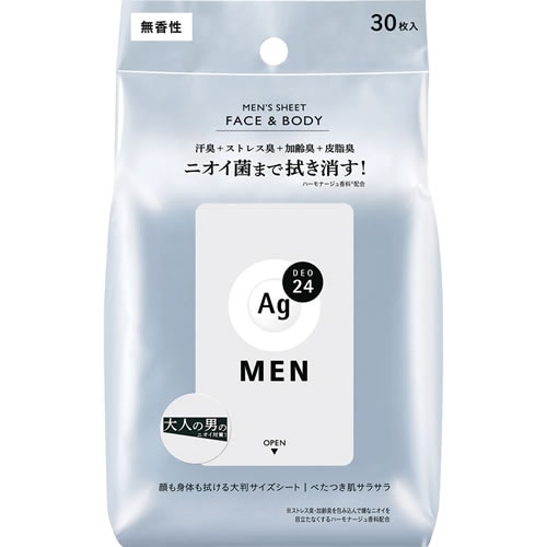 エージーデオ２４メン　メンズシート　フェイス＆ボディ（無香性）　【30枚】(ファイントゥデイ)　「(○)店舗取置可」