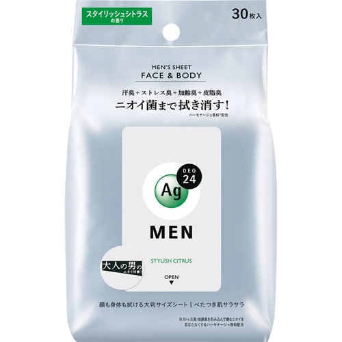 エージーデオ２４メン　メンズシート　フェイス＆ボディ（スタイリッシュシトラス）　【30枚】(ファイントゥデイ)　「(○)店舗取置可」