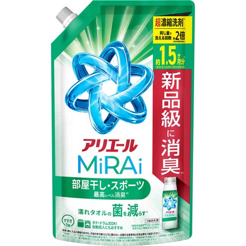 アリエールミライ　超濃縮　部屋干し&スポーツ　つめかえ用　特大サイズ　【480g】(P&G)　「(○)店舗取置可」