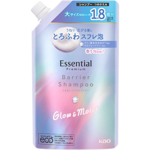 エッセンシャル　プレミアム　うるおいバリアシャンプー　グロウ&モイスト　つめかえ用　【600ml】(花王)　