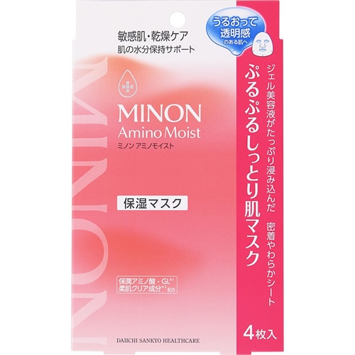 ミノン　アミノモイスト　ぷるぷるしっとり肌マスク【4枚】(第一三共ヘルスケア)　「(○)店舗取置可」