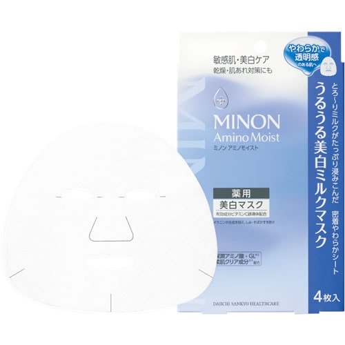 ミノン　アミノモイスト 薬用うるうる美白ミルクマスク【医薬部外品】【20ml×4枚】(第一三共ヘルスケア)　