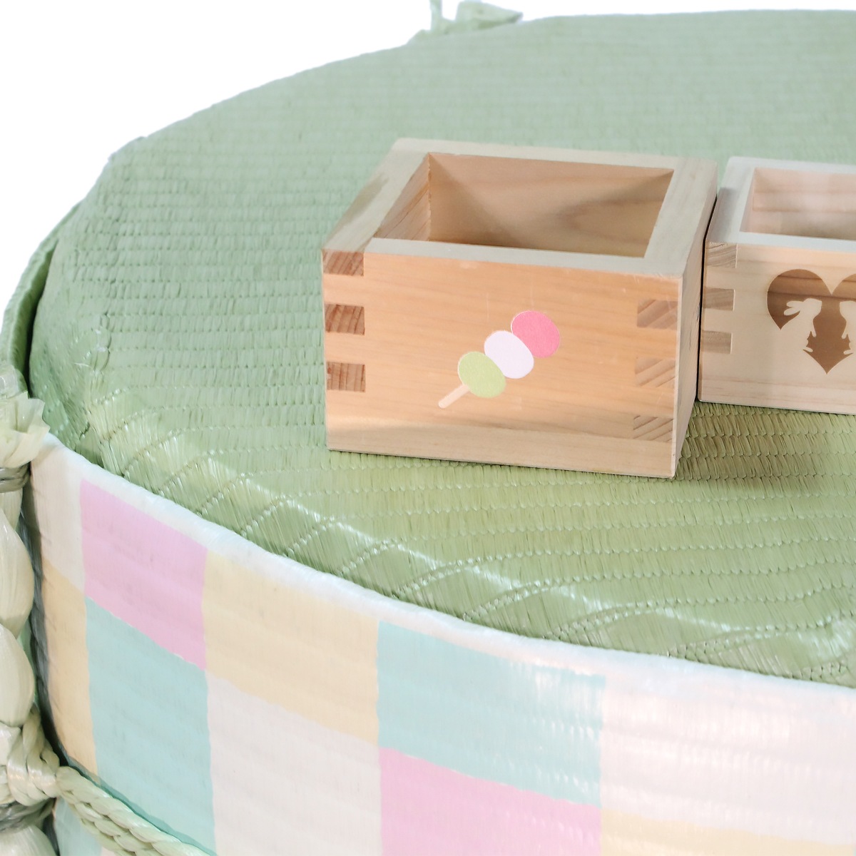 ディスプレイこも樽 ハーフタイプ 祝(鶴亀) 小18L(芯材：発泡スチロール) ディスプレイこも樽 ハーフタイプ 祝(千鳥格子) 小18L(芯材