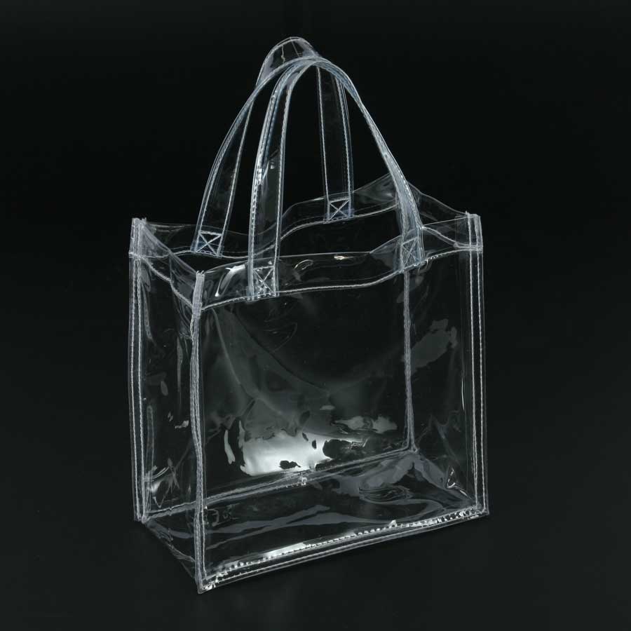 CB-2020 透明ビニールバック 透明バッグ シースルバッグ  20cm正方形の小振りながら必要最低限収納できます。