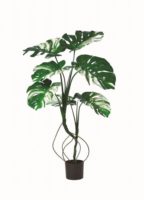 観葉植物 フェイクグリーン 人工観葉植物 モンステラ バリエガータ 造花 おしゃれ ツリー(ポット付)