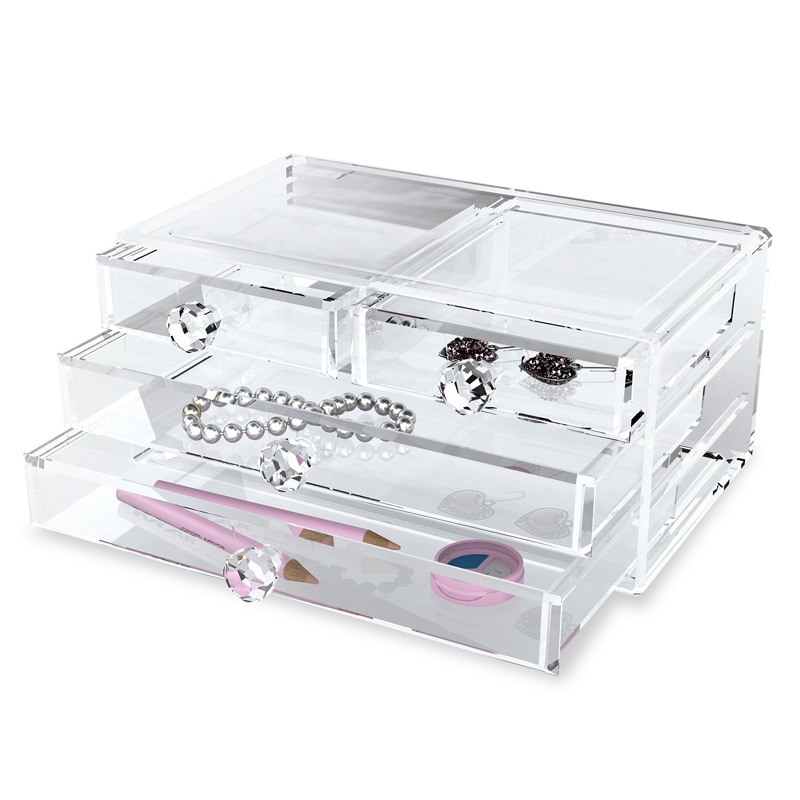 アクリル コットン収納ケース コットンパフ入れ 化粧品収納ボックス 透明アクリル コスメ収納ボックス メイクケース コスメ 引き出し小物/化粧品入れ ジュエリーボックス 小物 収納 クリア アクセサリーacy_1011