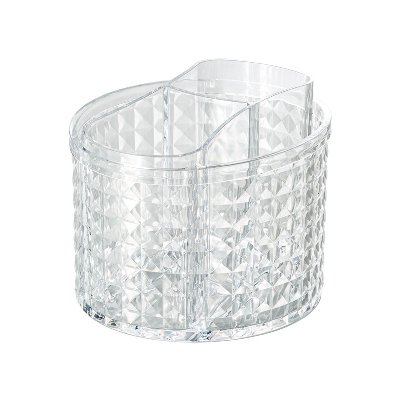 アクリル コスメ ブラシホルダー 丸形 チークブラシスタンド ラウンド型 化粧ブラシホルダー 化粧筆・鉛筆ペンホルダー・文具収納ボックス 化粧品入れ 小物 多機能収納　蓋付き acy-7004