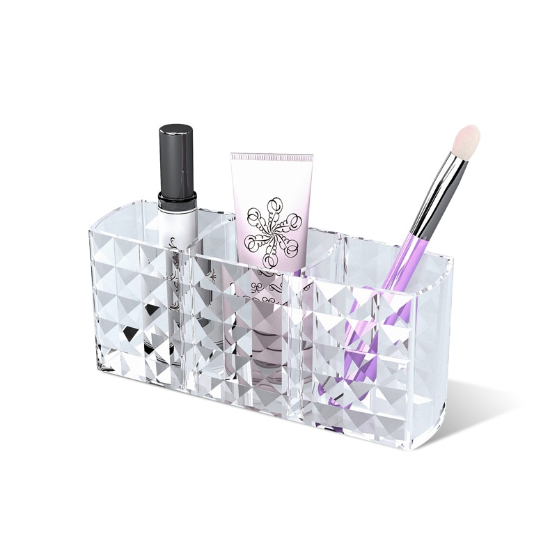 アクリル コスメ ブラシホルダー(長方形) チークブラシスタンド 化粧ブラシホルダー 化粧筆・鉛筆ペンホルダー・文具収納ボックス 化粧品入れ 小物 多機能収納　蓋付き　acy-1028