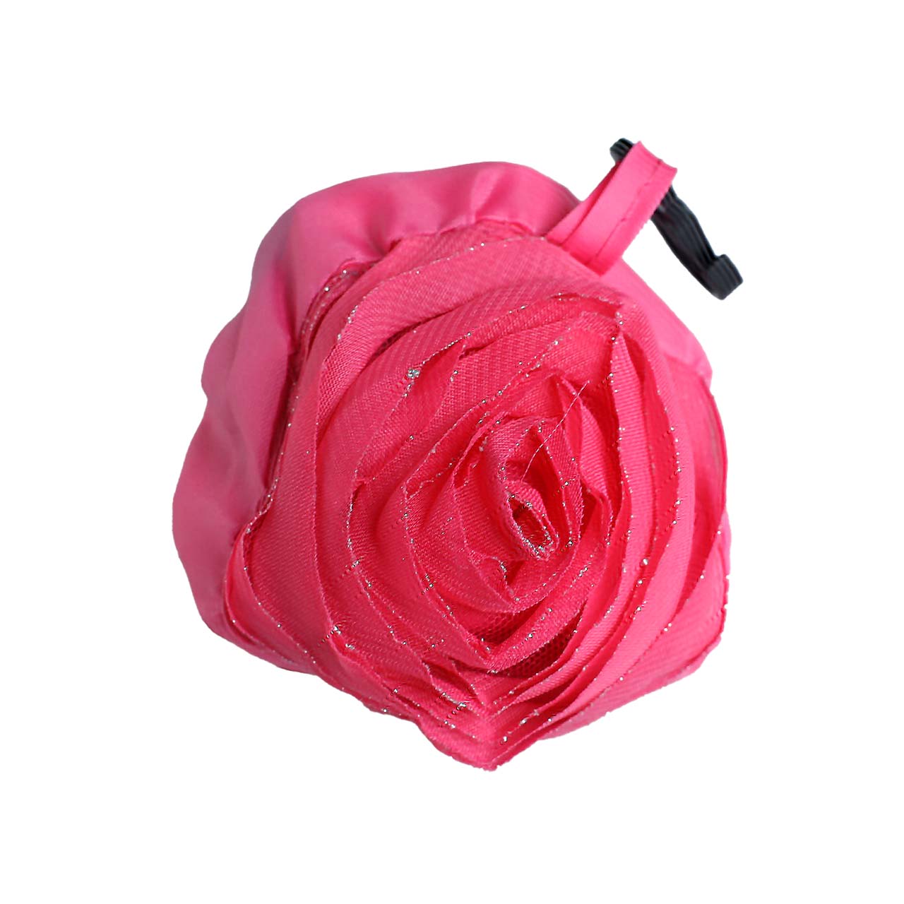 エコバッグ バラ お買い物バッグ 収納袋一体型 ラメ入り ecoバッグ バラ ピンク ローズ ブラック