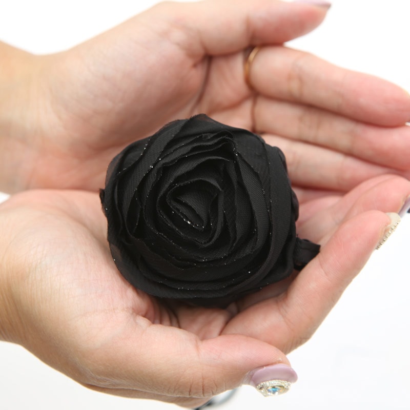 エコバッグ バラ お買い物バッグ 収納袋一体型 ラメ入り ecoバッグ バラ ピンク ローズ ブラック