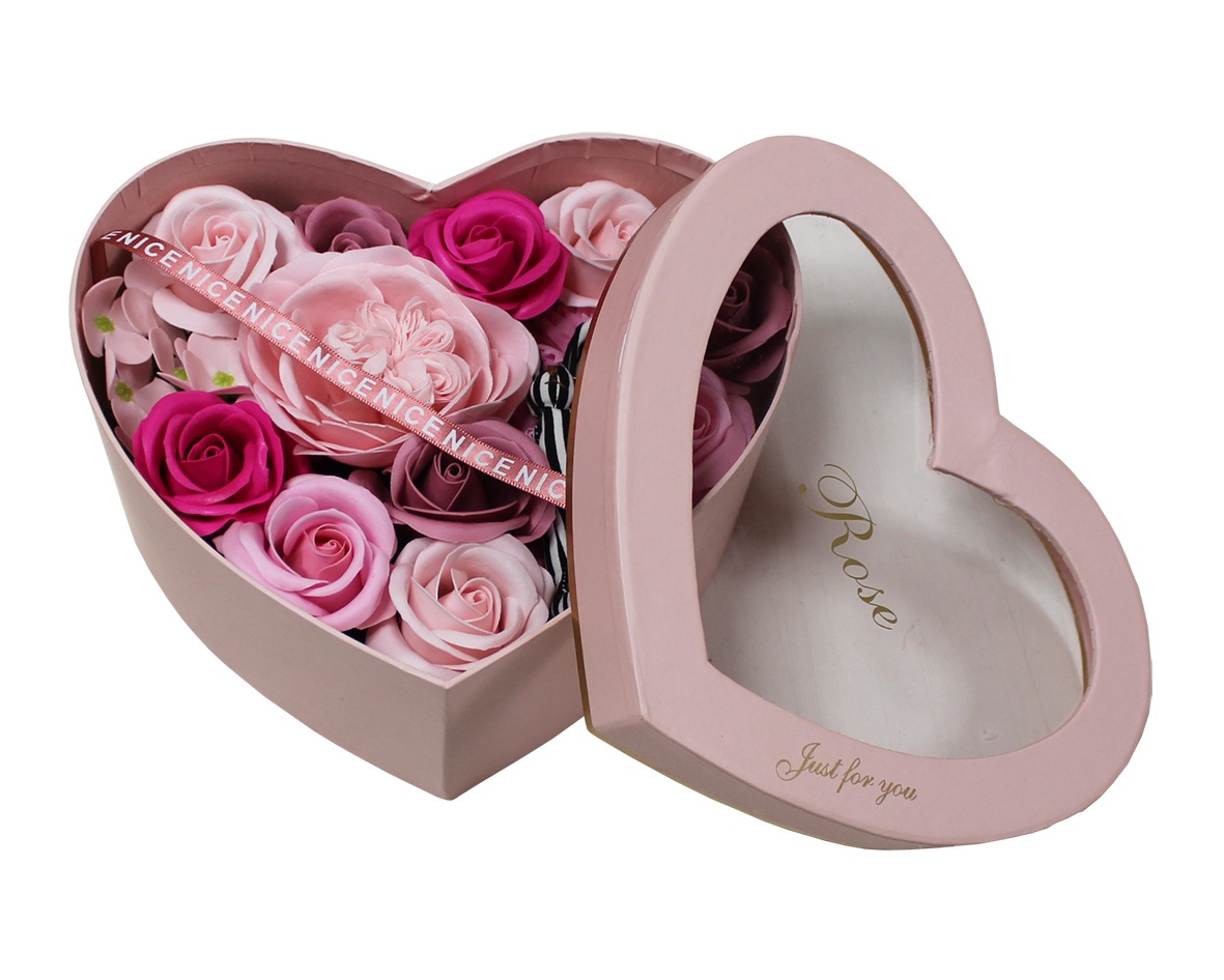 ソープフラワー ソープハート（ピンク）ギフト フレグランス アレンジメント