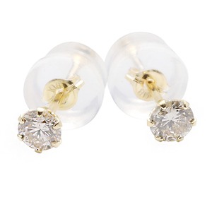 ダイヤモンド ピアス 一粒 K18 イエローゴールド 0.3ct スタッドピアス ダイヤピアス 0.3カラット シンプル 鑑別カード