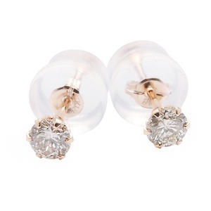 ダイヤモンド ピアス 一粒 K18 ピンクゴールド 0.3ct スタッドピアス ダイヤピアス 0.3カラット シンプル 鑑別カード