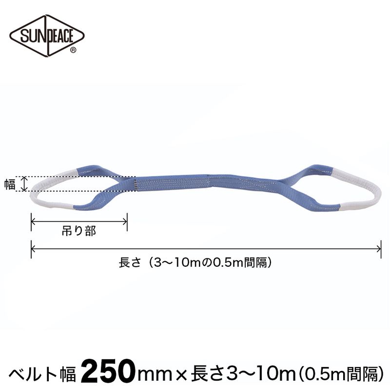 【サンピース】ポリスリング（エステル） 両アイ 3-E  幅250mm×長さ4m