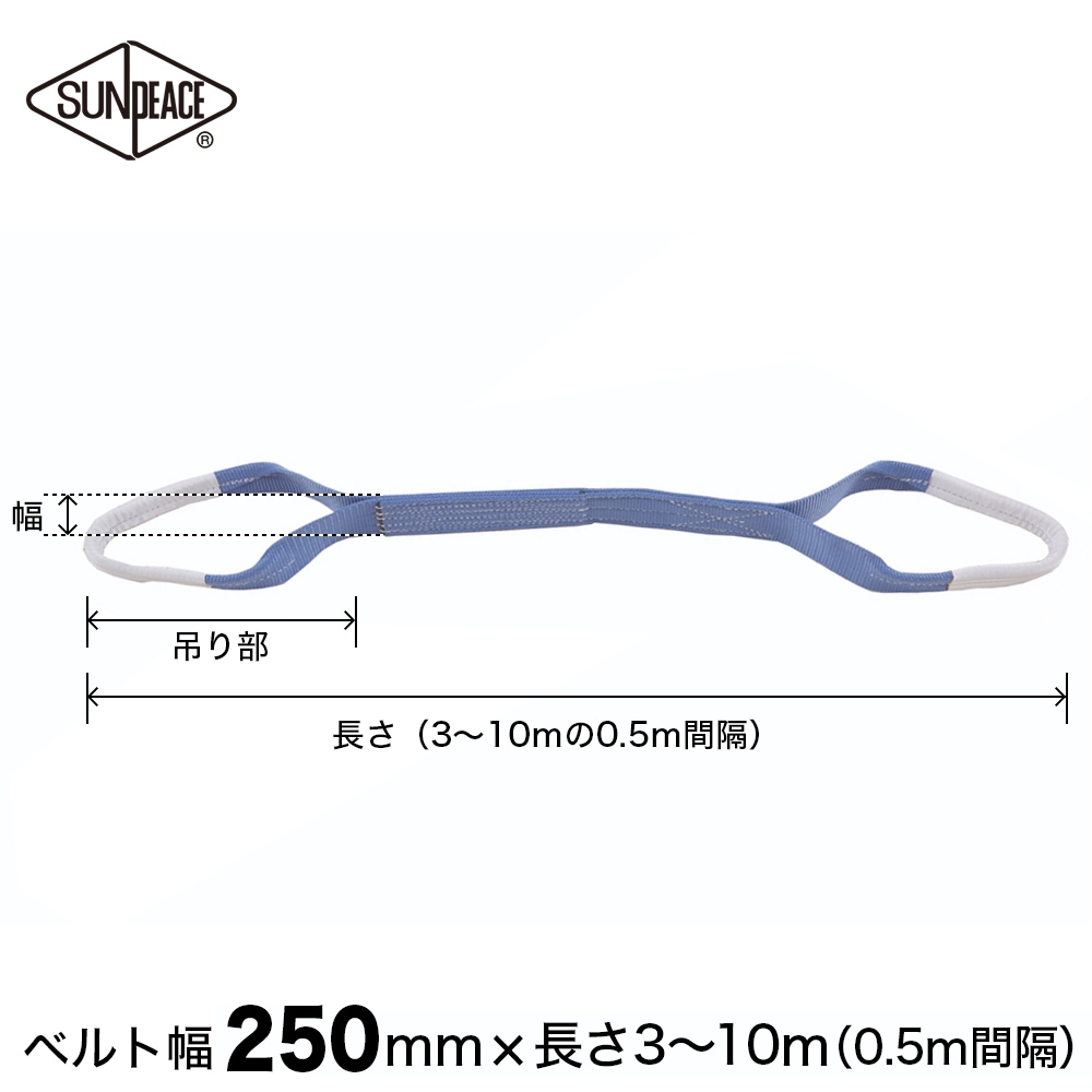 【サンピース】ポリスリング（エステル） 両アイ 3-E  幅250mm×長さ4m