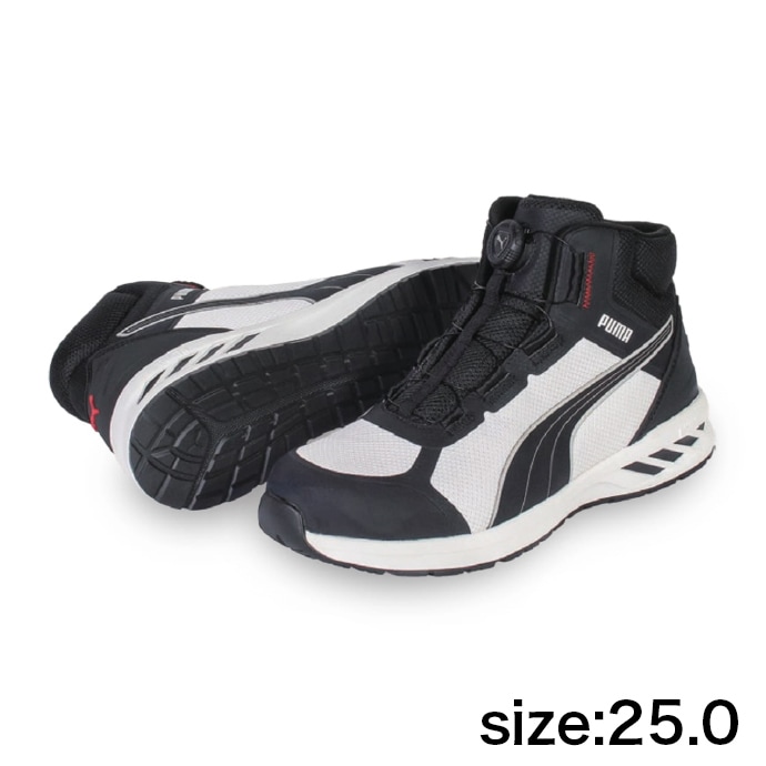 ★先行予約販売★2026年4月発売～【PUMA】安全靴No.63.403.0（黒/白）SPRINT 2.1 DISC MID / JAPAN ATHLETIC スプリント2.1ディスク ミッド 25.0cm