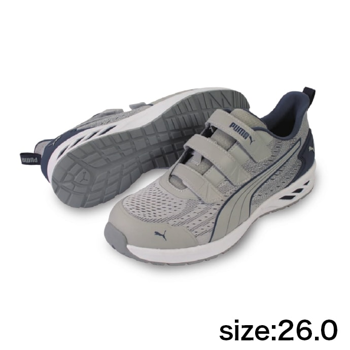 【PUMA】安全靴No.64.406.0（グレー）GLIDE LOW H&L / JAPAN ATHLETIC グライド グレー ロー フック＆ループ26.0cm