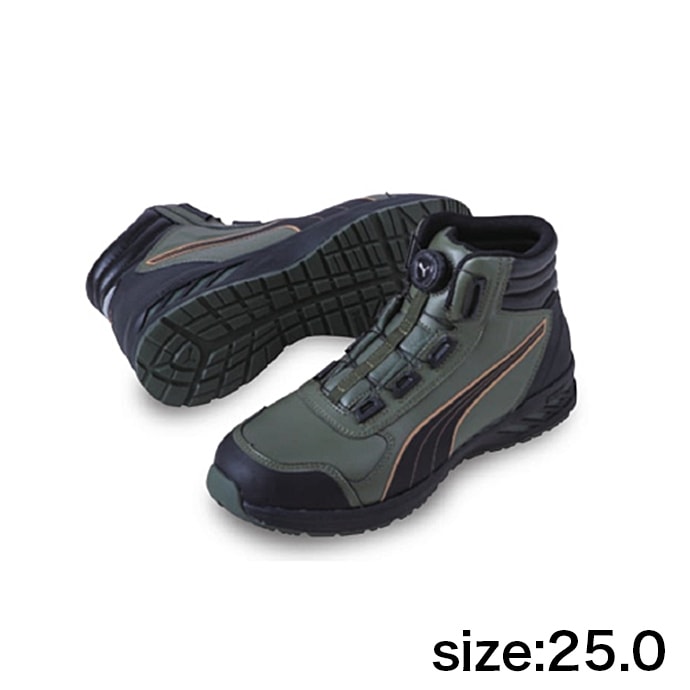 プーマ安全靴#63.362 26.0cmライダー・オリーブディスクロー PUMA】安全靴No.63.362.0（オリーブ）RIDER 2.0 DISC MID / JAPAN