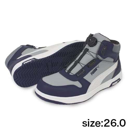 プーマ安全靴#63.221 26.0cmフロントコートグレーディスクミッド PUMA】安全靴No.63.221.0（グレー）FRONTCOURT DISC MID / HERITAGE