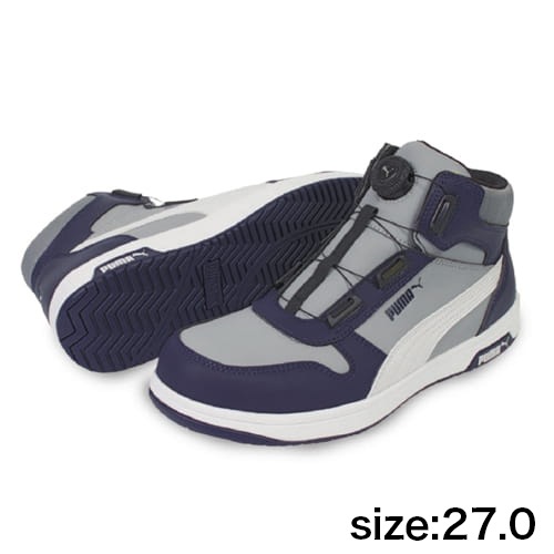 プーマ安全靴#63.221 27.0cmフロントコートグレーディスクミッド PUMA】安全靴No.63.221.0（グレー）FRONTCOURT DISC MID / HERITAGE