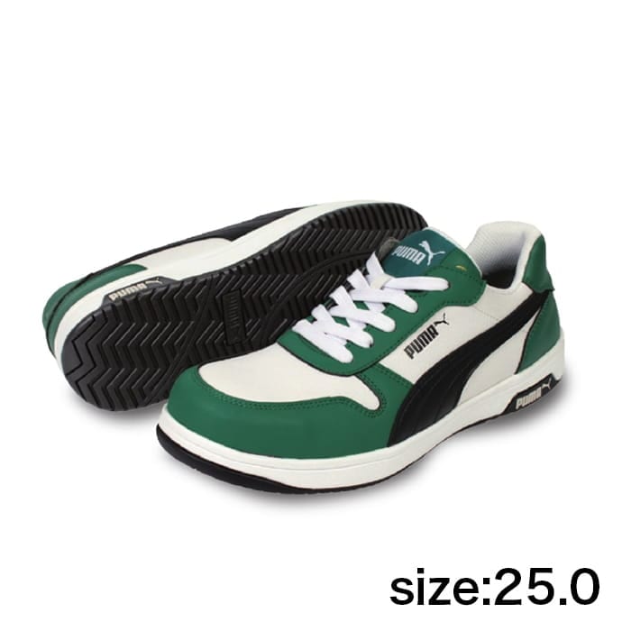 【新品・未使用】PUMA フロントコート グリーンロー　スニーカー　安全靴 PUMA】安全靴No.64.209.0（緑）FRONTCOURT LOW / HERITAGE フロント
