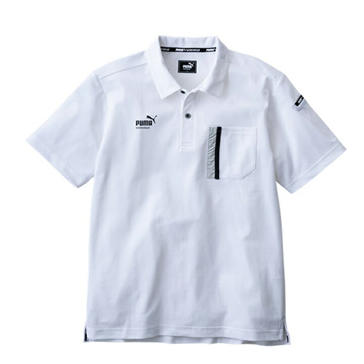 【PUMA】春夏 作業服 作業着 PW-3014N 半袖ポロシャツ（ホワイト）Mサイズ PUMA WORKWEAR プーマ 作業ウェア