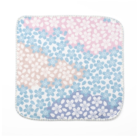 花柄ファブリックカバー　青色 赤色ストライプ日本製 さくら｜ブルー｜ハイカラハンカチーフ | ハイカラハンカチーフ