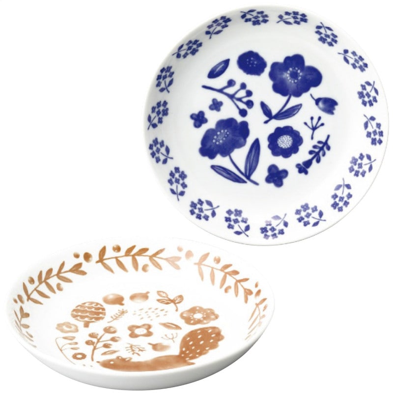 ジェンガラ　スクエア　フランジパニプレート 中皿　4枚セット バリ島 ジェンガラケラミック スクエアプレート 角皿