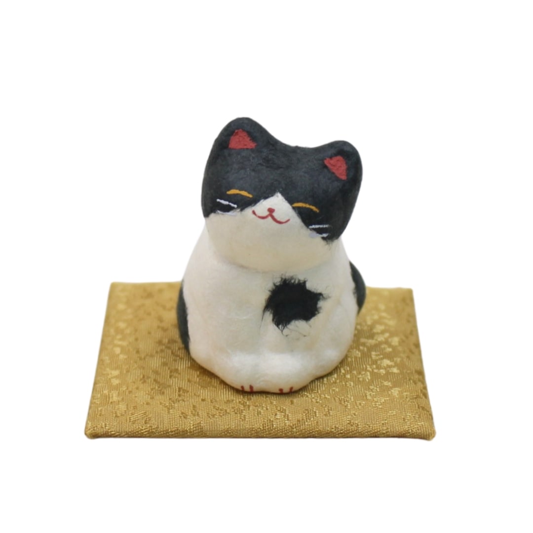 ちぎり和紙 金運にゃんこ 黒ブチ猫 | 置物・人形 | 香紙堂 オンライン