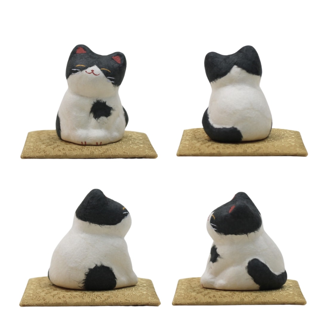ちぎり和紙 金運にゃんこ 黒ブチ猫 | 置物・人形 | 香紙堂 オンライン