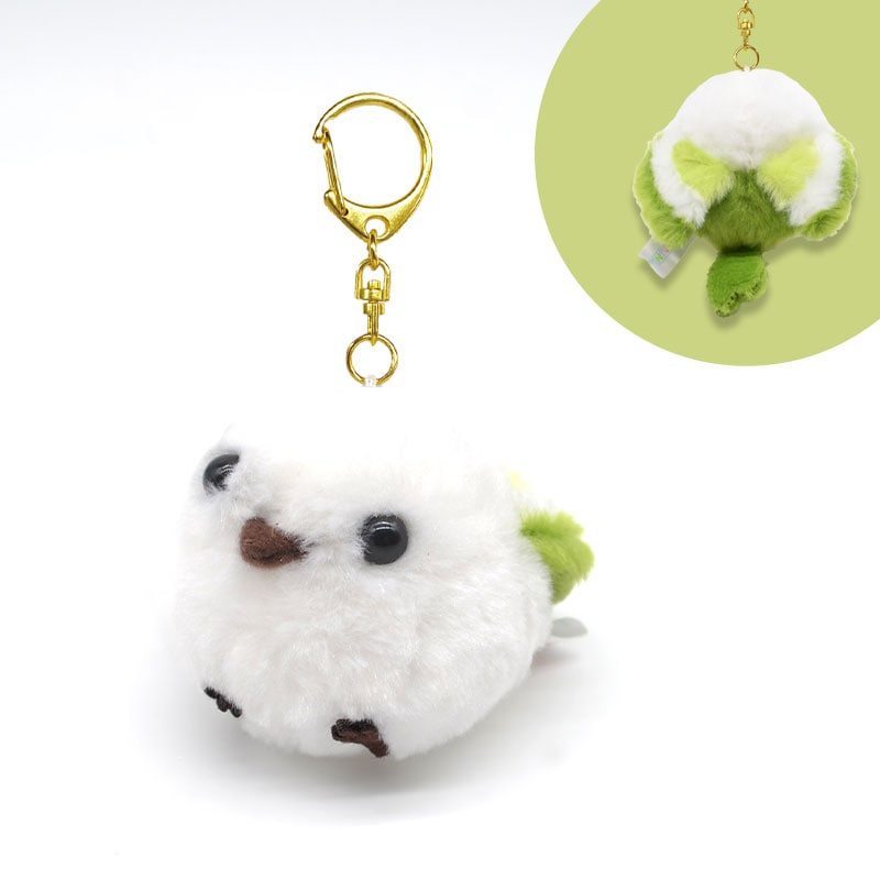 ふくふくシマエナガ マスコットキーホルダー ★抹茶シマちゃん　シマエナガ ことり 小鳥 雑貨 グッズ  ぬいぐるみ ふわふわ もふもふ かわいい ナスカン キーチェーン チャーム 飾り 北海道 雪の妖精 マスコット キーホルダー プレゼント 【アミューズ】