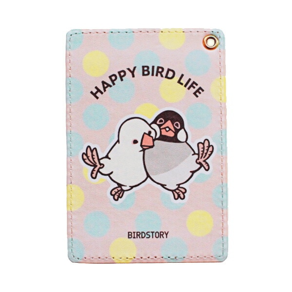パスケース　HAPPY BIRD LIFE　★文鳥　◆ゆうパケット対応◆ 【BIRDSTORY】