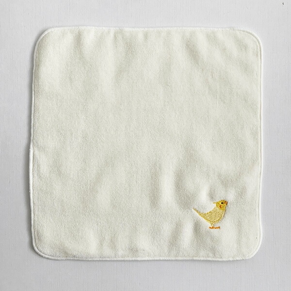 刺繍ミニタオル　オカメインコ　ルチノー　白　◆ゆうパケット対応◆ 【BIRDSTORY】