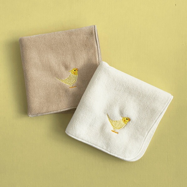 刺繍ミニタオル　オカメインコ　ルチノー　茶　◆ゆうパケット対応◆ 【BIRDSTORY】