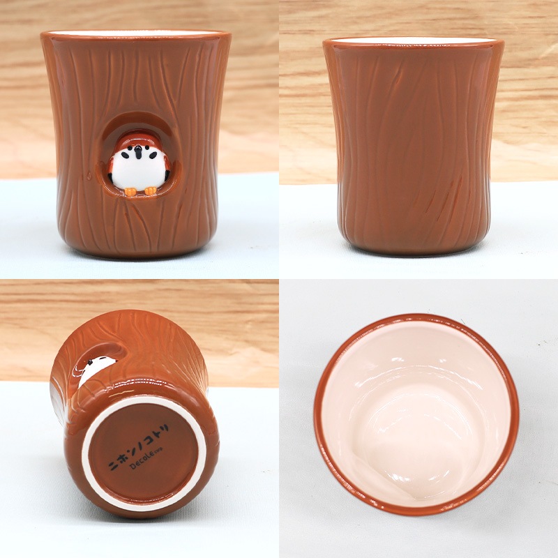 切り株湯呑 ★ スズメ ◆◆ことり すずめ 雀 キッチン雑貨カップ ゆのみ 陶器 ハンドメイド【DECOLE】