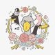 Tシャツ Ribbon with Carnation 大きな鳥 ◆ゆうパケット対象◆ ことり 半袖 白T ハシビロコウ タイハクオウム オニオオハシ コウテイペンギン クルマサカオウム 母の日 ギフト カーネーション【BIRDSTORY】