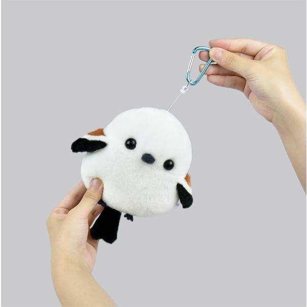 ふくふくシマエナガ リールポーチ シマエナガ ことり 小鳥 雑貨 グッズ ぬいぐるみ パスポーチ パスケース リール付 ファスナーポケット カラビナ 伸びる かわいい ふわふわ もふもふ 定期入れ カード入れ 小物入れ 通勤 通学 ショッピング【アミューズ】