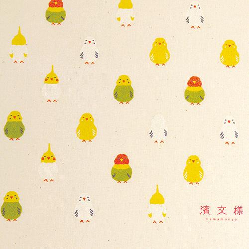 ナチュラルエコトート　インコ並べ　◆ゆうパケット対応◆ 【濱文様】