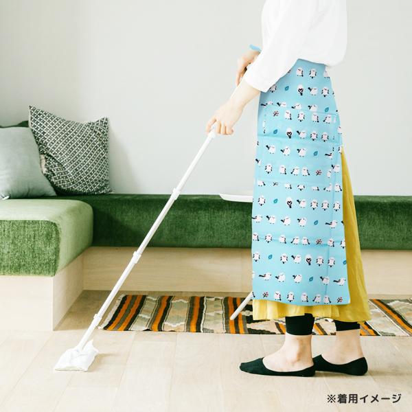 サロンエプロン ちゃんこいシマエナガ エメブルー　ことり 小鳥 雑貨 グッズ 前掛け 腰巻 腰下 綿100％ 布製 ポケット付き 鳥柄 イラスト かわいい おしゃれ キッチンウェア 作業着 家事 料理 掃除 介護 保育士 ガーデニング  レディース メンズ 大人 和雑貨【濱文様】