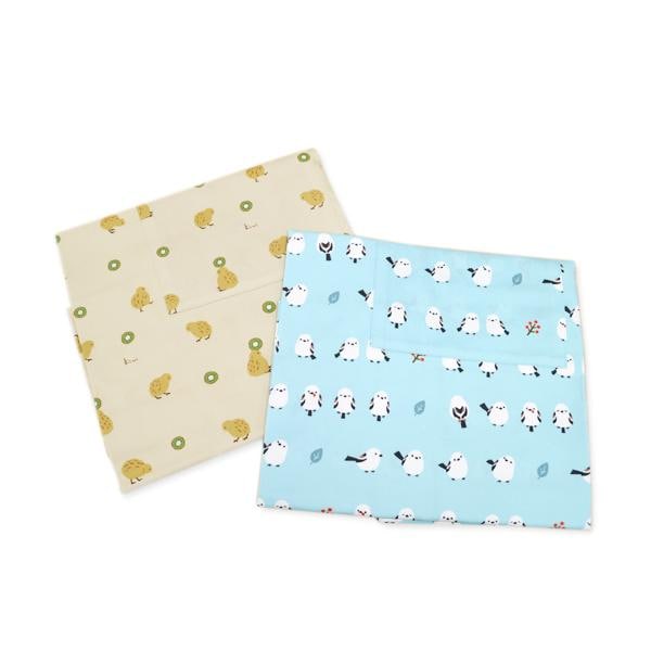 サロンエプロン ちゃんこいシマエナガ エメブルー　ことり 小鳥 雑貨 グッズ 前掛け 腰巻 腰下 綿100％ 布製 ポケット付き 鳥柄 イラスト かわいい おしゃれ キッチンウェア 作業着 家事 料理 掃除 介護 保育士 ガーデニング  レディース メンズ 大人 和雑貨【濱文様】