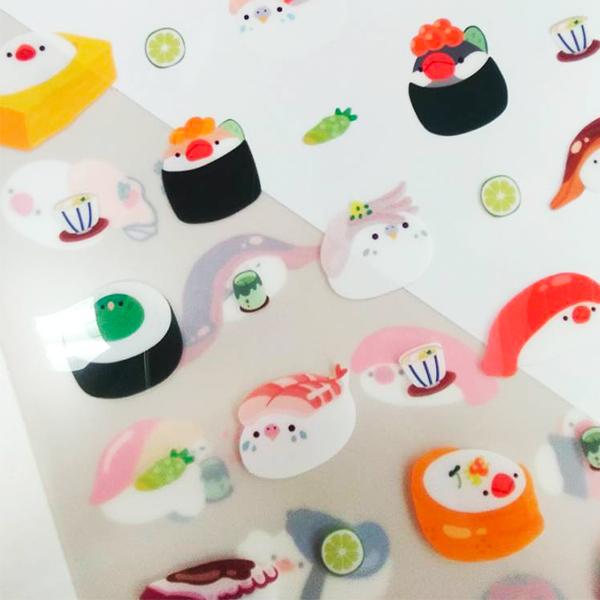 A4クリアファイル ★全5種 ポーズ文鳥 カラフルインコ わくわくシマエナガ ことりすし パターン柄 お品書き ◆ゆうパケット対応◆【ことりすまいる】【ことりすし】