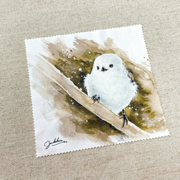 水彩画メガネ拭き シマエナガ ◆ゆうパケット対応◆ 【クリエイティブモーション】