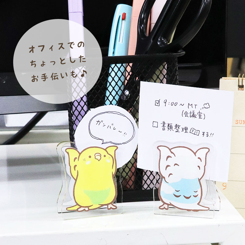 ことりのアクリルクリップ ◆ゆうパケット対応◆ アクリル クリップ スタンド メモ 文房具  インテリア オカメ セキセイ コザクラ インコ 文鳥【ことりすまいる】
