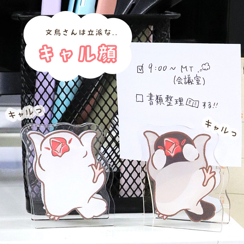 ことりのアクリルクリップ ◆ゆうパケット対応◆ アクリル クリップ スタンド メモ 文房具  インテリア オカメ セキセイ コザクラ インコ 文鳥【ことりすまいる】