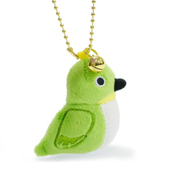 キーチェーン　ウッチェロ　★メジロ　ことり 小鳥 雑貨 ぬい撮り マスコット キーホルダー ストラップ クッション アニマル ファンシー キャラクター ぬいぐるみ Uccello 野鳥 グリーン 緑【TSTアドバンス】